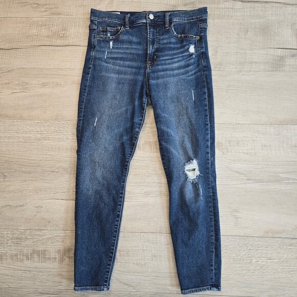 Gap Blue True Skinny Ankle High Rise Jean Womens 30/10R Medium Wash Denim Ripped - Picture 3 of 7